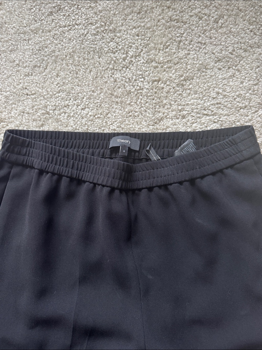 Theory Black Pull-On Trousers size 6